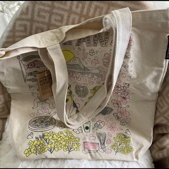 Starbucks Japan exclusive Tote Bag with Pastel Design - Picture 2 of 3